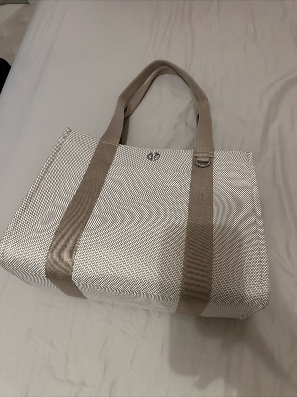 lululemon athletica White and Tan Mesh Tote
